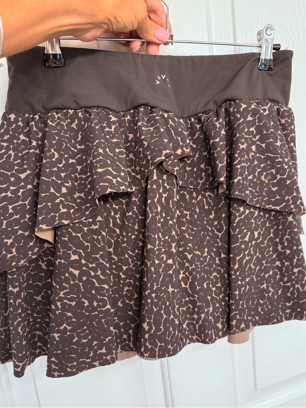 Varley Brown Printed Ruffle Tiered Skirt